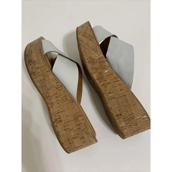 Kork Ease Women's Cork Wedge Sandals Size 7 Leather Off White - Picture 6 of 11